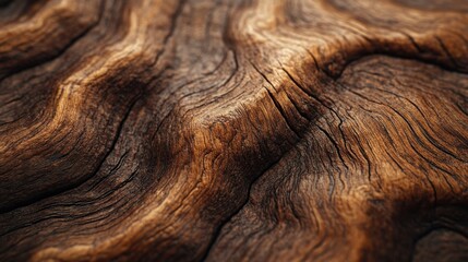 Close-up of a textured wooden surface with deep grain patterns and natural light.