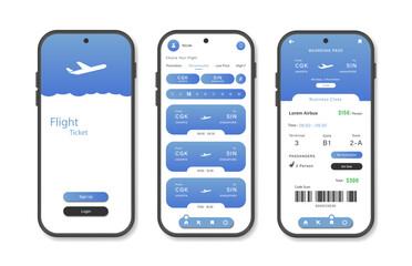 Wall Mural - online airline ticket booking design for mobile application. airline ticket booking platform screen.