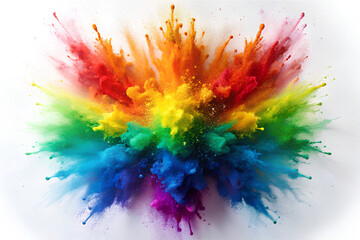 Explosion of pride rainbow paint isolated on white 