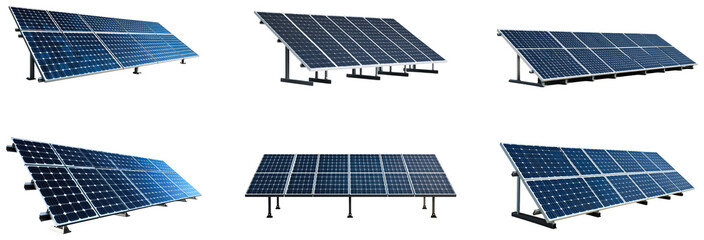 solar panels set for best sunlight capture. set of png on transparent background