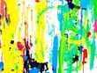 © Chalermrach - Bright and vibrant acrylic paint ink splatters creating a visually striking and minimalist composition, vibrant, dirty
