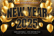 © prasetya nopin - happy new year 3d text effect and editable text effect with luxury background and balloon decorations