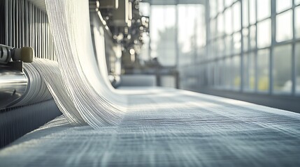 Poster - Cutting-Edge Textile Production with Automated Weaving Machines in Modern Facility : Generative AI