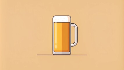 Minimalist design featuring a simple beer vector with clean lines and minimal color palette, clean, modern, slim, sophisticated, art