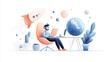 © Rinowz - Remote worker using a digital pen and tablet in a quiet room, immersed in teletrabajo tasks.