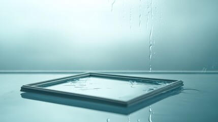 Wall Mural - a square frame is sitting on a wet surface