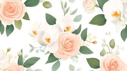  Elegant Floral Pattern with Orchids and Roses