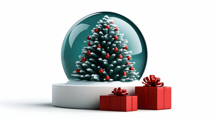 Christmas Snow Globe with Tree and Gifts