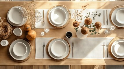 Wall Mural - Minimalist Thanksgiving setup with a clean design and neutral colors.