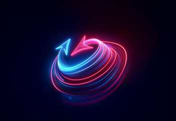 Poster - A vibrant and abstract graphic with a glowing red and blue arrow design.  The arrows form a circular shape, suggesting motion and a futuristic feel.