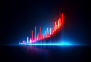Aufkleber - A glowing red and blue line graph ascends against a black background.