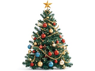 3d christmas tree white background.