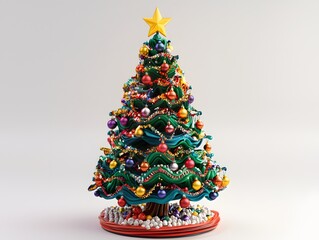 3d christmas tree white background.