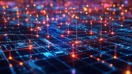 Wall Mural - computer screen with binary numbers highlighted as they move rapidly,