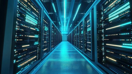 Wall Mural - computer screen with binary numbers highlighted as they move rapidly,