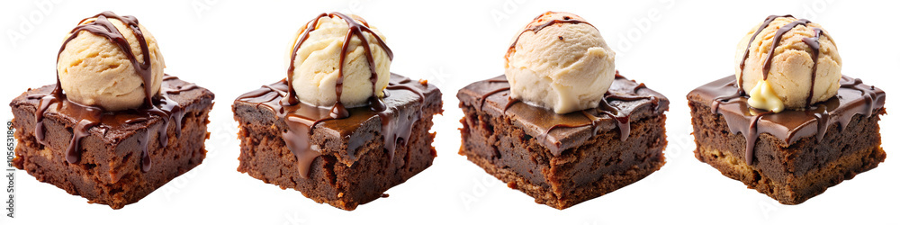 Brownie piece with ice cream isolated on transparent background PNG ...