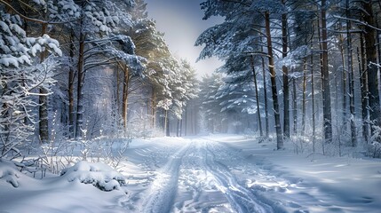 Snowy Forest Path: A Winter Wonderland