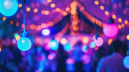 Colorful bokeh lights creating abstract pattern with purple and blue circles