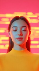 Leinwandbilder - Young Woman with Cyber Aesthetic Data Security and Awareness in a Modern Digital Age