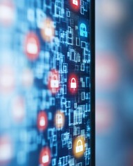 Poster - Smartphone Screen Displaying Cybersecurity Alert with Warning Symbols