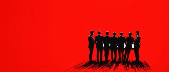 Silhouette of Businessmen in a Red Background.