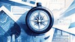 © DIAHIMAGESNEW - A compass on top of financial charts and data.