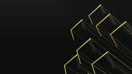 Cube gold black Background Animated footage Abstract element for motion graphic,loop Animation on background