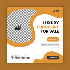 Luxury furniture social media post design or Instagram product promotion template