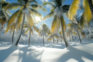 Wall Mural - Palm Trees Covered in Snow