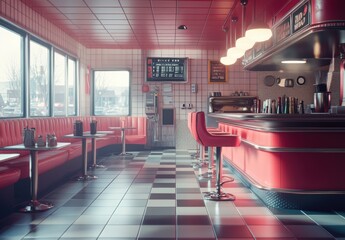 Retro Diner Interior.