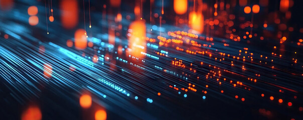 Digital background perfect for tech processes, neural networks, artificial intelligence, data transfer and encryption, digital archives, sound and graphic presentations, science, education, etc.