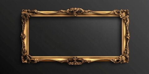 Wall Mural - Gold frame on black wall