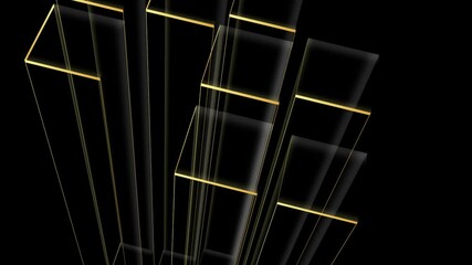 Wall Mural - Cube gold black Background Animated footage Abstract element for motion graphic,loop Animation on background