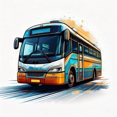 Wall Mural - Bus transportation logo design in a flat art style. The logo takes the form of a simple