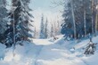© Wongjogja - bright winter landscape snow by generative ai