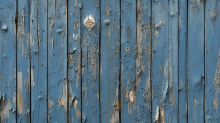 Wall Mural - Weathered blue wooden texture featuring rough surfaces and cracks