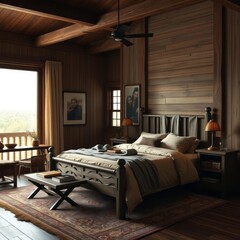 Cozy master bedroom interior with wooden furniture master bedroom 