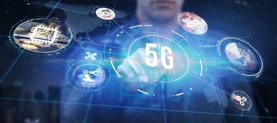 Poster - The concept of 5G network, high-speed mobile Internet, new generation networks. Business, modern technology, internet and networking concept.