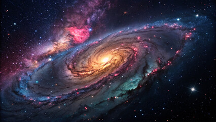 stunning nebula swirling with vibrant colors, stars shining brightly in the cosmos