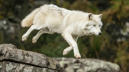 White wolf jumping profil
