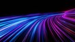 © The Little Hut - Dynamic Neon Light Trails on Black Background with Vibrant Colors : Generative AI