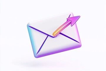 3D envelope icon with an arrow representing message delivery, perfect for communication visuals on a white background.