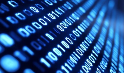 abstract image of binary computer codes in blue