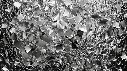 Abstract shiny metallic aluminum foil texture with sparkling silver surface for wallpaper decoration