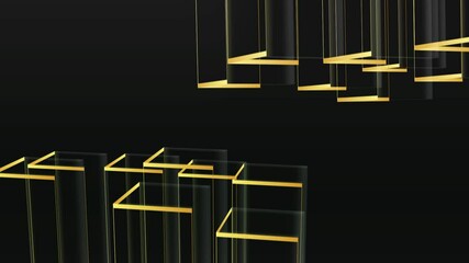 Cube gold black Background Animated footage Abstract element for motion graphic,loop Animation on background