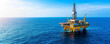 © Bonsales - Offshore oil drilling rig in blue sea under clear sky, sunny day, industrial platform, petroleum extraction concept