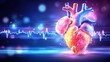 © Saroch - A vibrant, digital illustration of a heart with a colorful design, accompanied by an electrocardiogram waveform suggesting vitality and health.