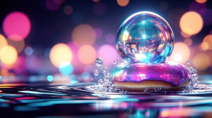 Aufkleber - A stunning fusion of color and reflection a droplet on a vibrant surface