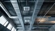 © AImmersive Imagery - Ceiling with ventilation ducts and communication boxes featuring cables within an industrial or loft style interior