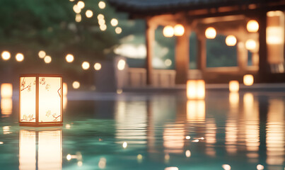 Wall Mural - asia candles in the water-generative ai